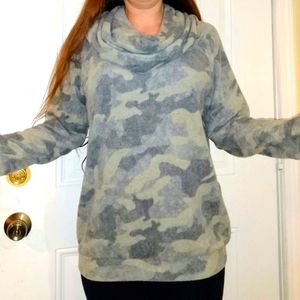 Oversized Cowl Neck Cashmere Camo Sweater